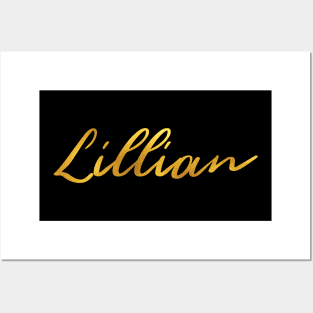 Lillian Name Hand Lettering in Faux Gold Letters Posters and Art